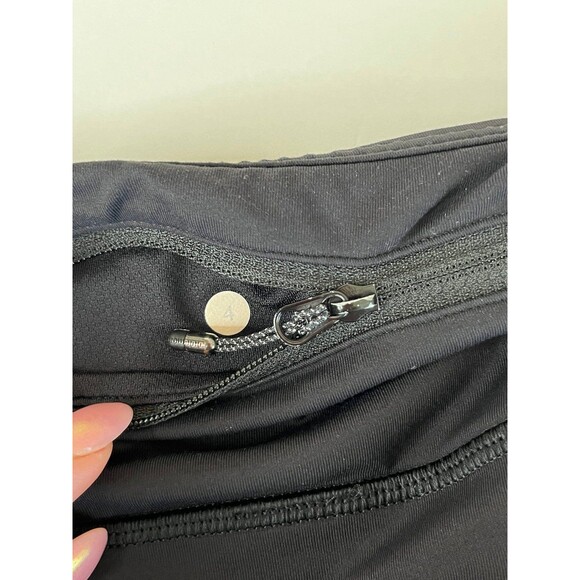 LULULEMON Run Tempo crop Leggings Ruched lower leg side Black Stretch #323 - Picture 9 of 12